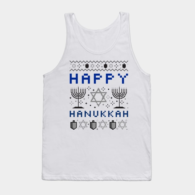 Happy Hanukkah Sweater-look design Tank Top by Space Cadet Tees